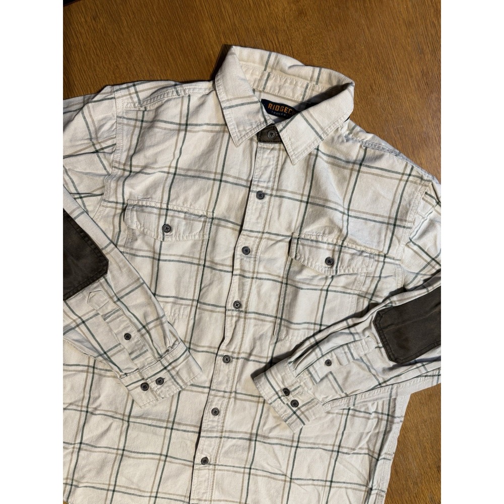Ridgecut Toughwear Plaid Work Shirt‎ Men's Large Reinforced Elbows Heavy Cotton